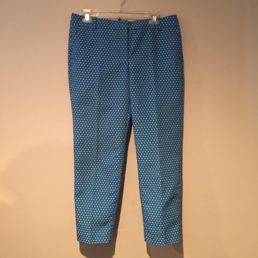 Blue “cafe Capri” pant with white polka dots